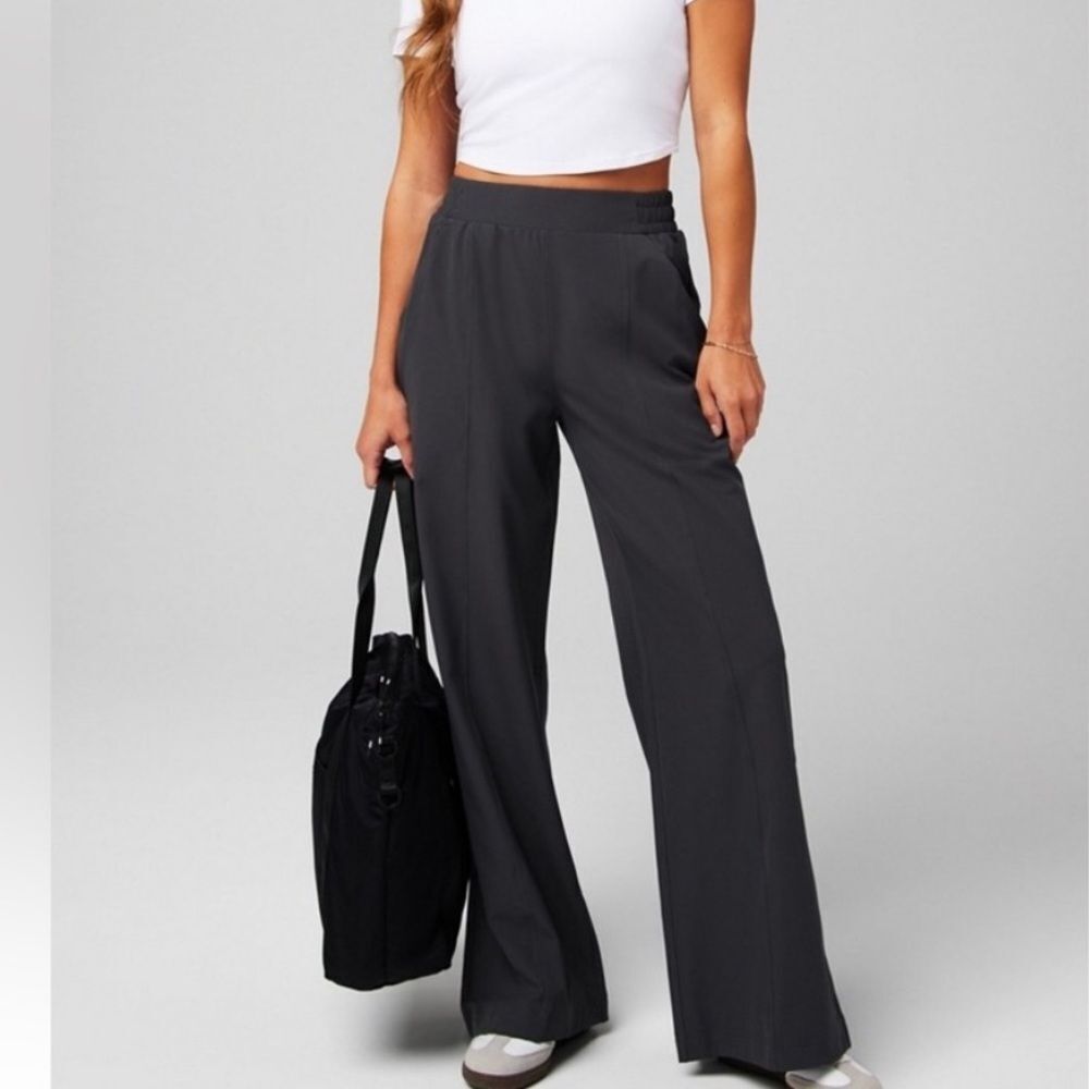 Fabletics Downtown Wide Leg Pant Charcoal Gray Womens Large